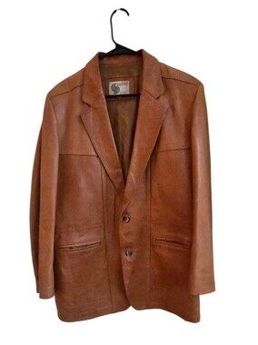 Vintage 70s Silton California Leather Blazer Jacket Mens 42 Western Cognac Tan